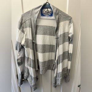 Calvin Klein grey and white striped light jacket.